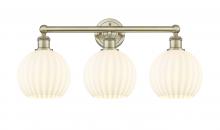  616-3W-AB-G1217-8WV - White Venetian - 3 Light - 26 inch - Antique Brass - Bath Vanity Light