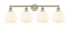  616-4W-AB-G1217-8WV - White Venetian - 4 Light - 35 inch - Antique Brass - Bath Vanity Light