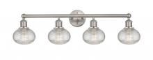  616-4W-SN-G555-6CL - Ithaca - 4 Light - 33 inch - Brushed Satin Nickel - Bath Vanity Light