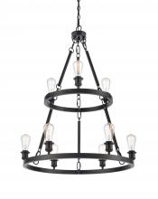  8203-BK-LED - Saloon - 9 Light - 30 inch - Matte Black - Chain Hung - Chandelier