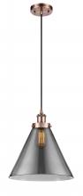  916-1P-AC-G43-L - Cone - 1 Light - 12 inch - Antique Copper - Cord hung - Mini Pendant