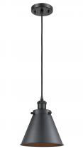  916-1P-BK-M13-LED - Appalachian - 1 Light - 8 inch - Matte Black - Cord hung - Mini Pendant