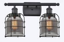  916-2W-BK-G53-CE-LED - Bell Cage - 2 Light - 16 inch - Matte Black - Bath Vanity Light