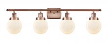  916-4W-AC-G201-6 - Beacon - 4 Light - 36 inch - Antique Copper - Bath Vanity Light