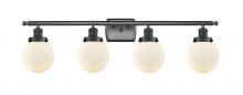  916-4W-BK-G201-6 - Beacon - 4 Light - 36 inch - Matte Black - Bath Vanity Light