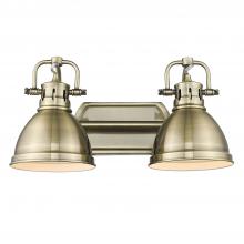  3602-BA2 AB-AB - Duncan 2 Light Bath Vanity in Aged Brass with Aged Brass Shades