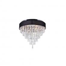  5523C22C (Black) - Franca 8 Light Drum Shade Flush Mount With Chrome Finish