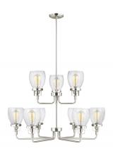  3214509-962 - Belton transitional 9-light indoor dimmable ceiling chandelier pendant light in brushed nickel silve