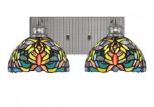  1162-BN-9905 - Edge 2 Light Bath Bar, Brushed Nickel Finish, 7" Kaleidoscope Art Glass