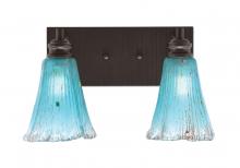  1162-ES-725 - Edge 2 Light Bath Bar, Espresso Finish, 5.5" Fluted Teal Crystal Glass