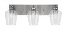  1163-BN-210 - Edge 3 Light Bath Bar, Brushed Nickel Finish, 5" Clear Bubble Glass