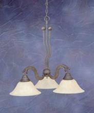  226-BRZ-513 - Three Light Bronze Amber Marble Glass Down Chandelier