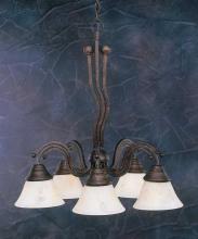  227-BRZ-508 - Five Light Bronze Italian Marble Glass Down Chandelier