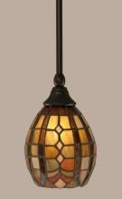  23-MB-9871 - One Light Paradise Tiffany Glass Matte Black Down Mini Pendant