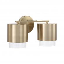  153021MA-549 - 2-Light Cylindrical Metal Vanity in Matte Brass with Seeded Glass