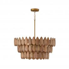  354441LW - 4-Light Pendant in Hand-distressed Patinaed Brass and Handcrafted Mango Wood