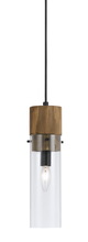  FX-3583-1P - 13 3/8" Tall Glass Pendant in Dark Bronze Wood Finish