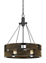  FX-3670-3 - 60W X 3 Bradford Metal And Wood Chandelier (Edison Bulbs Not included)