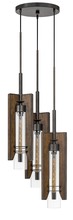  FX-3690-3 - 60W X 3 Almeria Wood/Glass 3 Light Pendant Fixture (Edison Bulbs Not included)