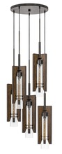  FX-3690-5 - 60W X 3 Almeria Wood/Glass 4 Light Pendant Fixture (Edison Bulbs Not included)