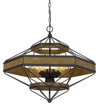  FX-3702-6 - Alicante 60W X 6 Pine Wood/Metal Chandelier  (Edison Bulbs Not included)