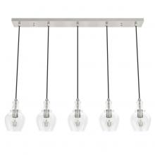  19994 - Hunter Maple Park Brushed Nickel with Clear Glass 5 Light Pendant Cluster Ceiling Light Fixture