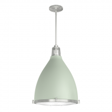  19072 - Hunter Bluff View Soft Sage and Brushed Nickel with Clear Holophane Glass 3 Light Pendant Ceiling Li