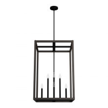 Hunter 19678 - Hunter Squire Manor Matte Black and Dark Ash 8 Light Pendant Ceiling Light Fixture