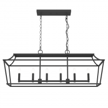  19077 - Hunter Laurel Ridge Natural Black Iron 6 Light Large Chandelier Ceiling Light Fixture