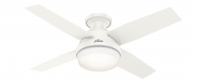  50399 - Hunter 44 inch Dempsey Fresh White Low Profile Damp Rated Ceiling Fan with LED Light Kit