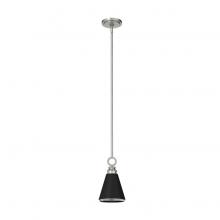  19443 - Hunter Klein Brushed Nickel and Flat Matte Black 1 Light Pendant Ceiling Light Fixture