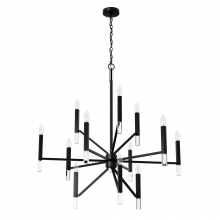  45230 - Hunter Sunjai Matte Black 12 Light Chandelier Ceiling Light Fixture