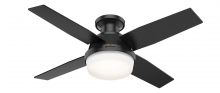  50400 - Hunter 44 inch Dempsey Matte Black Low Profile Damp Rated Ceiling Fan with LED Light Kit