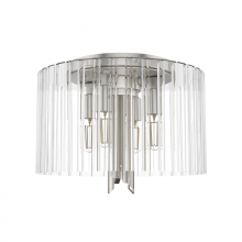  19691 - Hunter Gatz Brushed Nickel with Clear Fluted Glass 4 Light Flush Mount Ceiling Light Fixture