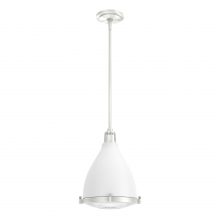  19219 - Hunter Bluff View Fresh White and Brushed Nickel with Clear Holophane Glass 1 Light Pendant Ceiling