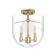  19387 - Hunter Sacha Alturas Gold with Clear Glass 3 Light Flush Mount Ceiling Light Fixture