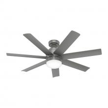  52376 - Hunter 52 in Brazos ENERGY STAR® Matte Silver Damp Rated Ceiling Fan w/ LED LT Kit & Handheld Remote