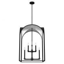  19736 - Hunter Dukestown Natural Black Iron and Silver Leaf 8 Light Pendant Ceiling Light Fixture