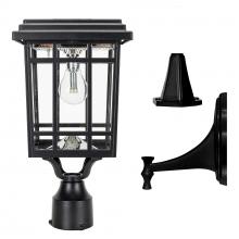  115B50033 - Grand Prairie Bulb Solar Light â€“ Wall/Pier/3â€ Fitter Mounts â€“ Black