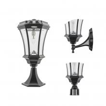  94BS50033 - Victorian Bulb Solar Light w/Motion Sensor - Wall/Pier/3" Fitter Mounts - Black