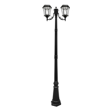  94B002 - Victorian Bulb Double Headed Solar Lamp Post with GS Solar LED Light Bulb - Black Finish