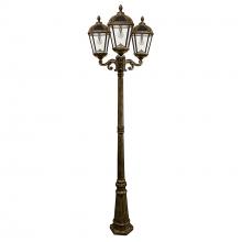  98B303 - Royal Bulb Triple Head Lamp Post with GS Solar LED Light Bulb - Weathered Bronze Finish