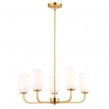  H0305 - Shelby 26-in. W 5 Light Chandelier Natural Brass