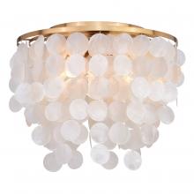  C0285 - Elsa Capiz Shell 16-in. 3 Light Flush Mount Natural Brass