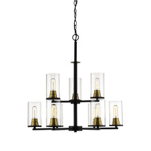  3489-MB/HBZ - Pasadena 9-Light Chandelier Ceiling Light Matte Black/Heirloom Bronze