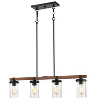  3824-MB/WG - Taos 4-Light Island Matte Black/Wood Grain