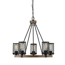  3525-MB/WG - Mesa 5-Light Chandelier Ceiling Light Matte Black/Wood Grain