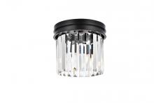  1238F12MB/RC - Sydney 3 Light Matte Black Flush Mount Clear Royal Cut Crystal