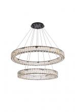  3503G36BK - Monroe 36 Inch LED Double Ring Chandelier in Black