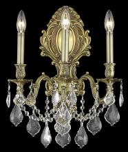  9603W14FG/RC - Monarch 3 Light French Gold Wall Sconce Clear Royal Cut Crystal